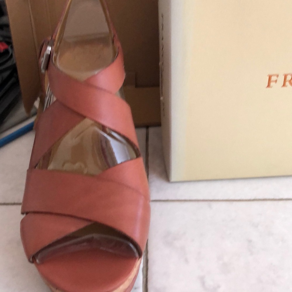 FRANCO SARTO PLATFORM WEDGE LEATHER SANDALS - Picture 2 of 4